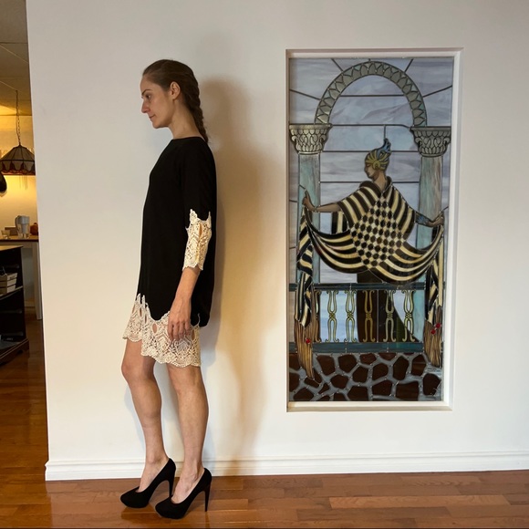 Karen Zambos Black dress, size S, with Lace Trim - Picture 2 of 9